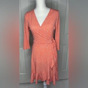 Polka Dot Wrap Dress in Coral